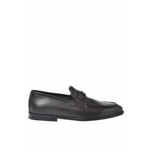 Pantofi loafer din piele cu aspect texturat - Maro inchis imagine