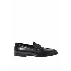 Pantofi loafer din piele cu model uni - Negru imagine
