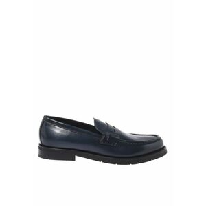 Pantofi loafer din piele cu model uni - Albastru imagine