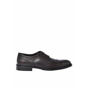 Pantofi derby din piele cu detalii perforate - Maro imagine