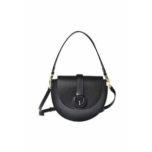 Geanta crossbody din piele cu bareta decorativa si clapa - Negru imagine