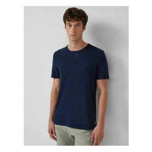 Tricou din bumbac cu decolteu la baza gatului - Bleumarin inchis imagine