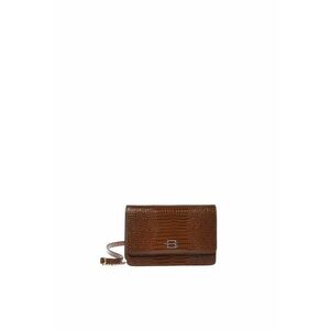 Geanta crossbody din piele cu bareta din lant - Maro imagine
