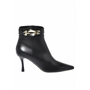 Botine cu toc si detaliu metalic - Negru imagine