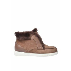 Ghete din piele cu model uni - Maro taupe imagine