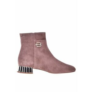 Botine din piele intoarsa cu varf patrat - Maro taupe imagine