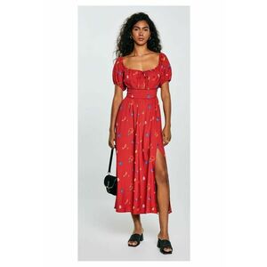 Rochie cu slit lateral si imprimeu floral Roksi imagine