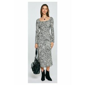 Rochie midi cu imprimeu si decolteu patrat Kiara imagine