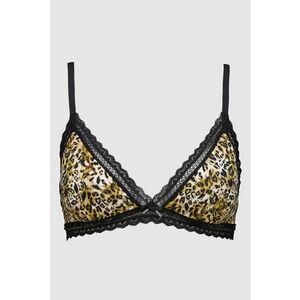 Sutien cu insertii de dantela si animal print - Alb/Negru/Maro imagine