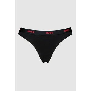 Chiloti tanga din amestec de bumbac cu banda logo in talie - Negru imagine