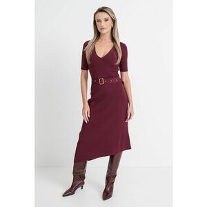 Rochie asimetrica si tricotata fin - Visiniu imagine