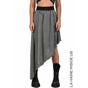 Fusta asimetrica din satin - cu inchidere fermoar la spate si talie elastica - Negru imagine