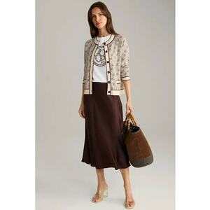 Fusta midi satinata cu fermoar lateral - Maro imagine