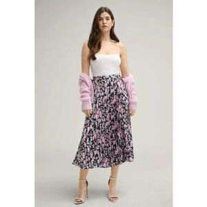 Fusta plisata cu imprimeu floral - Roz imagine