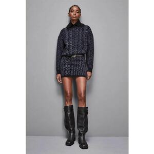 Fusta mini cu imprimeu tip logo - Gri imagine