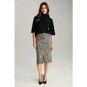 Fusta midi animal-print din denim - Maro imagine