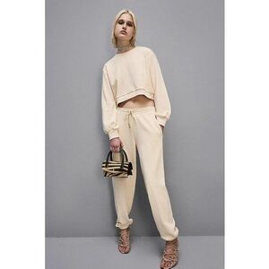 Hanorac regular-fit - asimetric cu decolteu rotund - Crem imagine