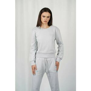 Hanorac sport crop cu imprimeu frontal cu mesaj - Gri imagine