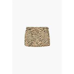 Fusta mini din piele ecologica - cu animal-print - Bej imagine