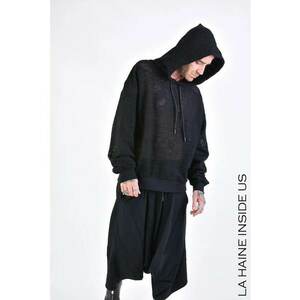 Hanorac supradimensionat transparent din knitwear - Negru imagine