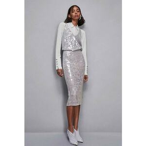 Fusta midi cu paiete - Gri imagine