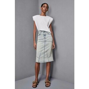 Fustă din denim - slim-fit cu talie înaltă - Albastru imagine