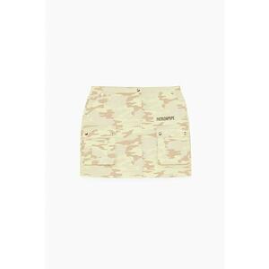 Fusta mini cu imprimeu tip camuflaj si buzunare frontale - Verde imagine