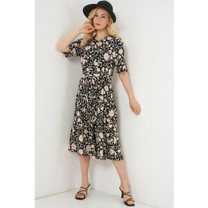 Rochie midi HiCCUP cu croială A și guler cămașă - Negru imagine