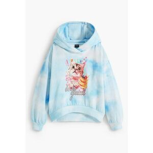 Hanorac cu model tie-dye si imprimeu grafic - Albastru pastel imagine