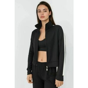 Hanorac dama jacheta sport cu guler tip tunica - negru - tricot imagine