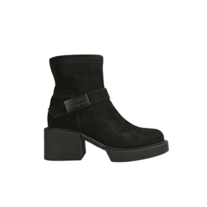 Ghete casual - dama - 25-124 negru - piele intoarsa - toc - Negru imagine