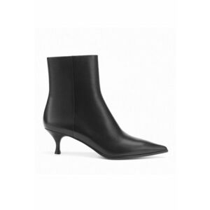 Botine de piele cu varf ascutit - Negru imagine