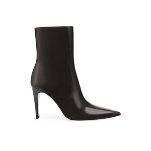 Botine de piele ecologica cu toc stiletto - Maro inchis imagine