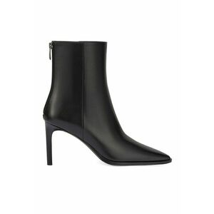 Botine de piele cu varf ascutit - Negru imagine