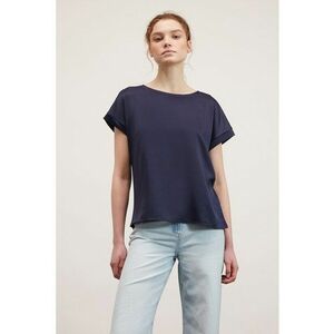Bluza asimetrica cu maneci scurte - Bleumarin imagine