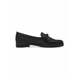 Pantofi loafer din piele cu bareta cu aspect impletit - Negru imagine