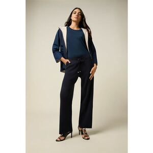 Pantaloni relaxed fit cu snur de ajustare si detalii cu strasuri - Albastru ultramarin imagine