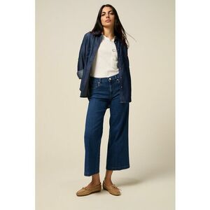 Blugi crop cu croiala ampla - Albastru inchis imagine