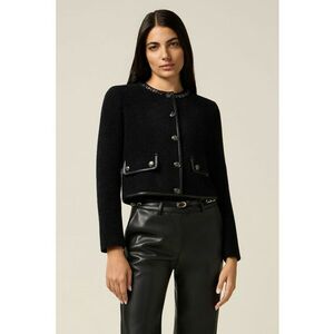Sacou cu aspect texturat cu nasturi metalici - Negru imagine