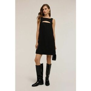 Rochie cu decupaj si croiala in A - Negru imagine