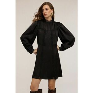 Rochie lejera cu guler scurt - Negru imagine