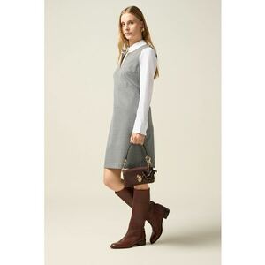 Rochie in carouri cu decupaj - Alb/Negru imagine