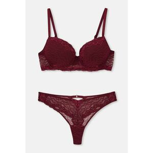 Set de sutien si chiloti cu dantela - 2 piese - Visiniu imagine