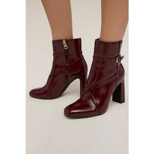 Botine din piele ecologica - Rosu inchis imagine