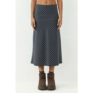 Fusta midi carouri - bleumarin - textil imagine