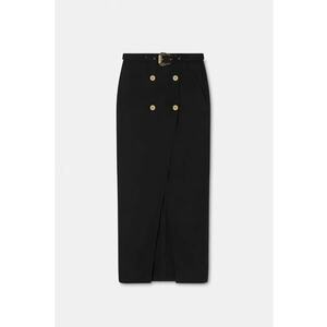 Fusta lunga cu nasturi frontali si curea - Negru imagine