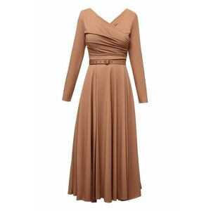 Rochie midi evazata din lyocell Sunday - Negru - Maro camel imagine