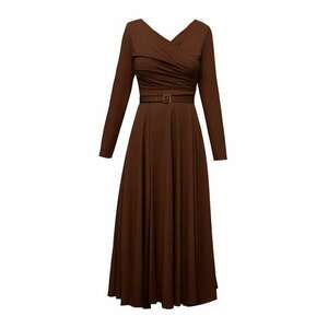 Rochie midi evazata din lyocell Sunday - Negru - Maro imagine