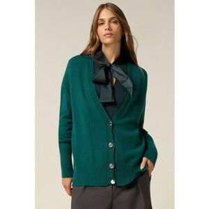 Cardigan lejer cu nasturi - Verde englez imagine
