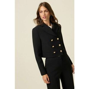 Sacou crop cu doua randuri de nasturi - Negru imagine